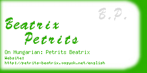 beatrix petrits business card